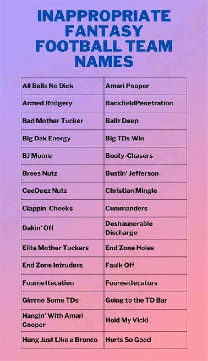 Inappropriate Fantasy Football Team Names 2024: A Guide to the Most Hilarious and Controversial Options